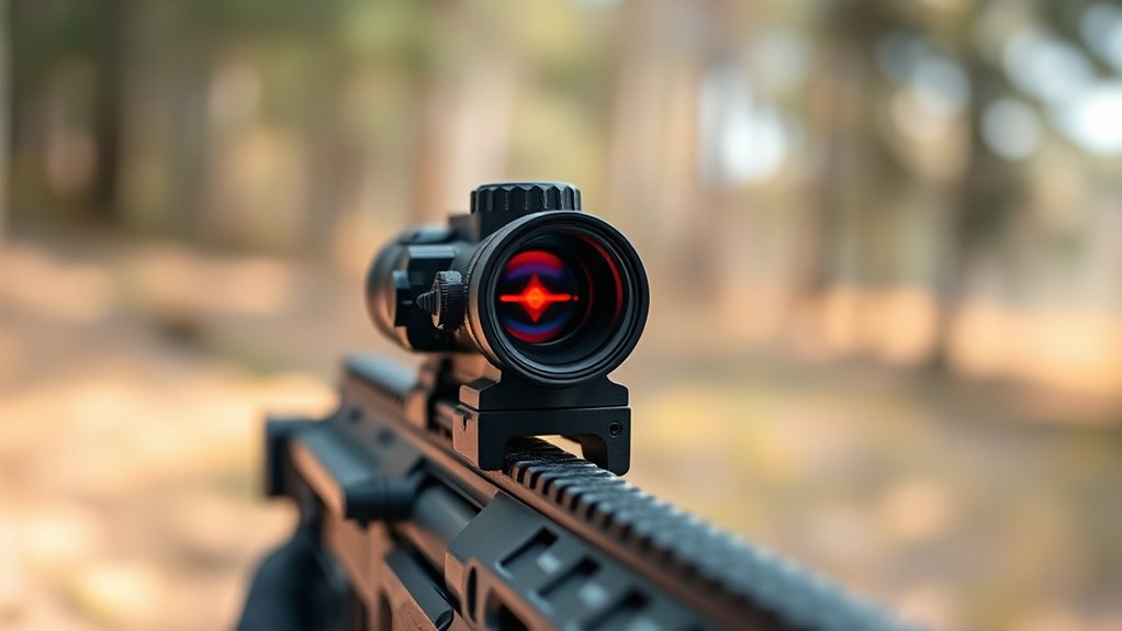 bright red aiming reticle